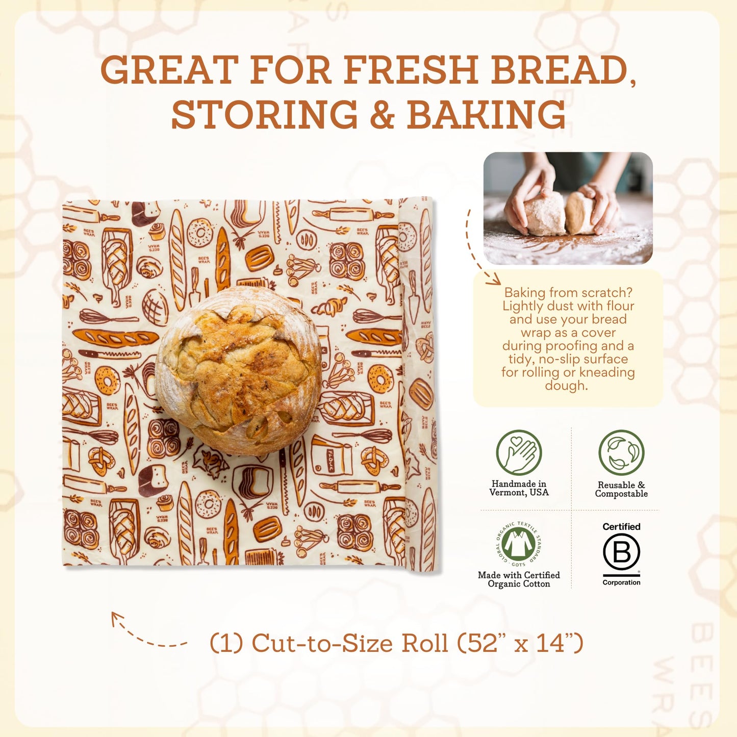 Bee’s Wrap Reusable Beeswax Food Wrap Roll (14" x 52")