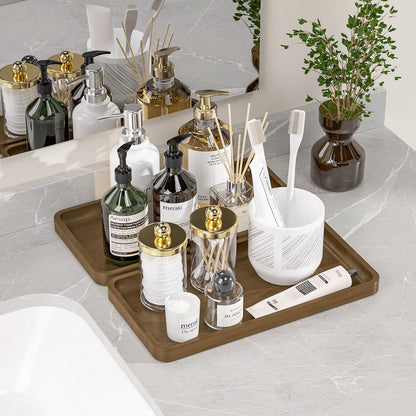 Sustainable Bamboo Bathroom Vanity Tray: Sleek Countertop Organizer