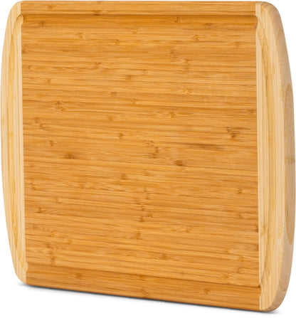 Bamboo cutting board on a white background