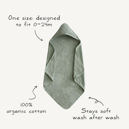 Mushie Hooded Towel: 100% Organic Cotton Cozy Moss