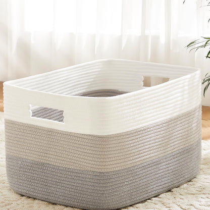 Artfeel 65L Rectangle Woven Natural Cotton Rope Storage Basket