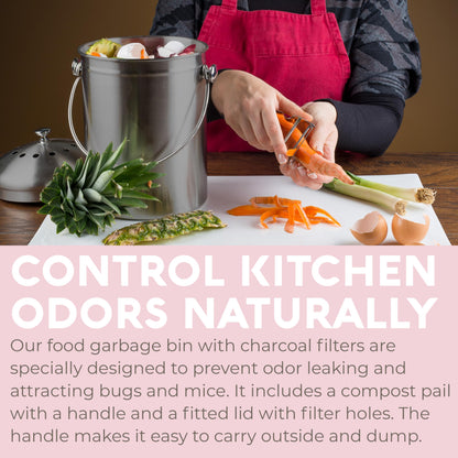 EPICA Countertop Compost Bin – 1.3 Gallon Stainless Steel, Toxin‑Free & Odorless