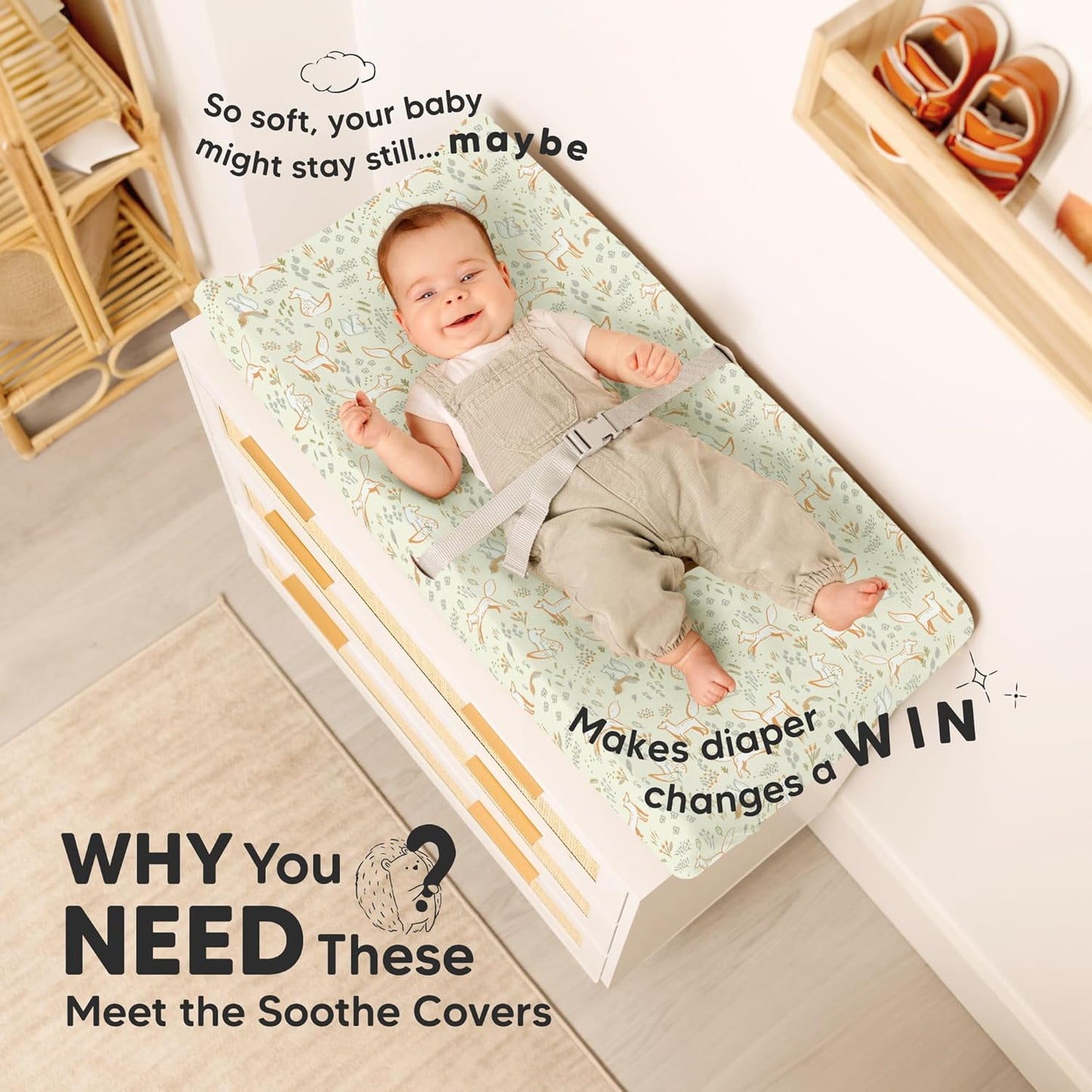 Soothe 100% GOTS-Certified Organic Cotton Changing Pad Covers (2-Pack)
