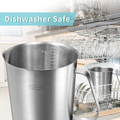 Newness Stainless Steel Measuring Cup with Triple Measurement Scales