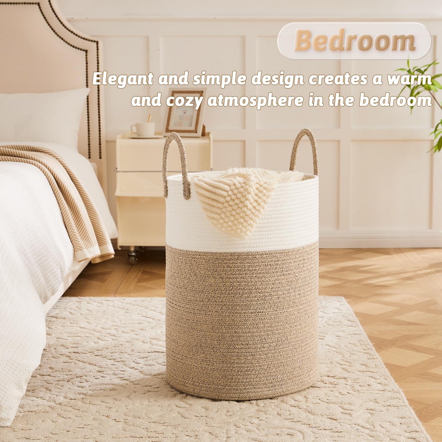 Artfeel 60L Handwoven Natural Cotton Rope Laundry Hamper