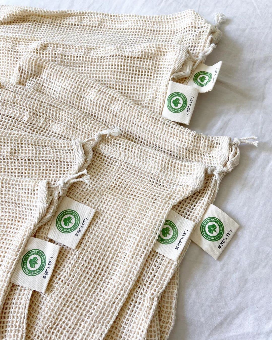 Reusable 100% Organic Cotton Mesh Produce Bags-Toxin-Free, Plastic-Free Double-Stitched