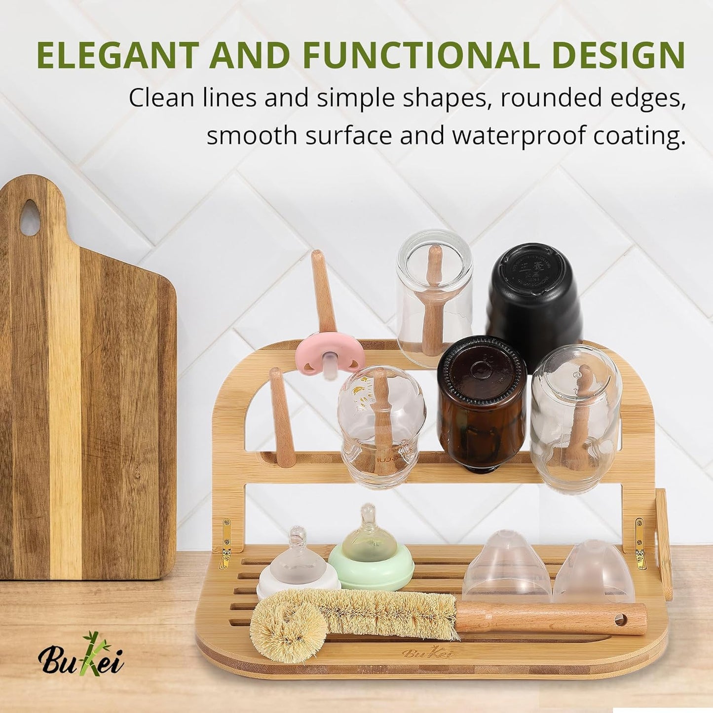 Bamboo Baby Bottle Drying Rack: Natural Space-Saving Wood Dryer