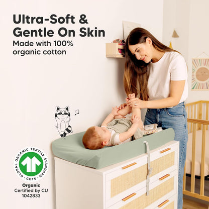 Soothe 100% GOTS-Certified Organic Cotton Changing Pad Covers (2-Pack)