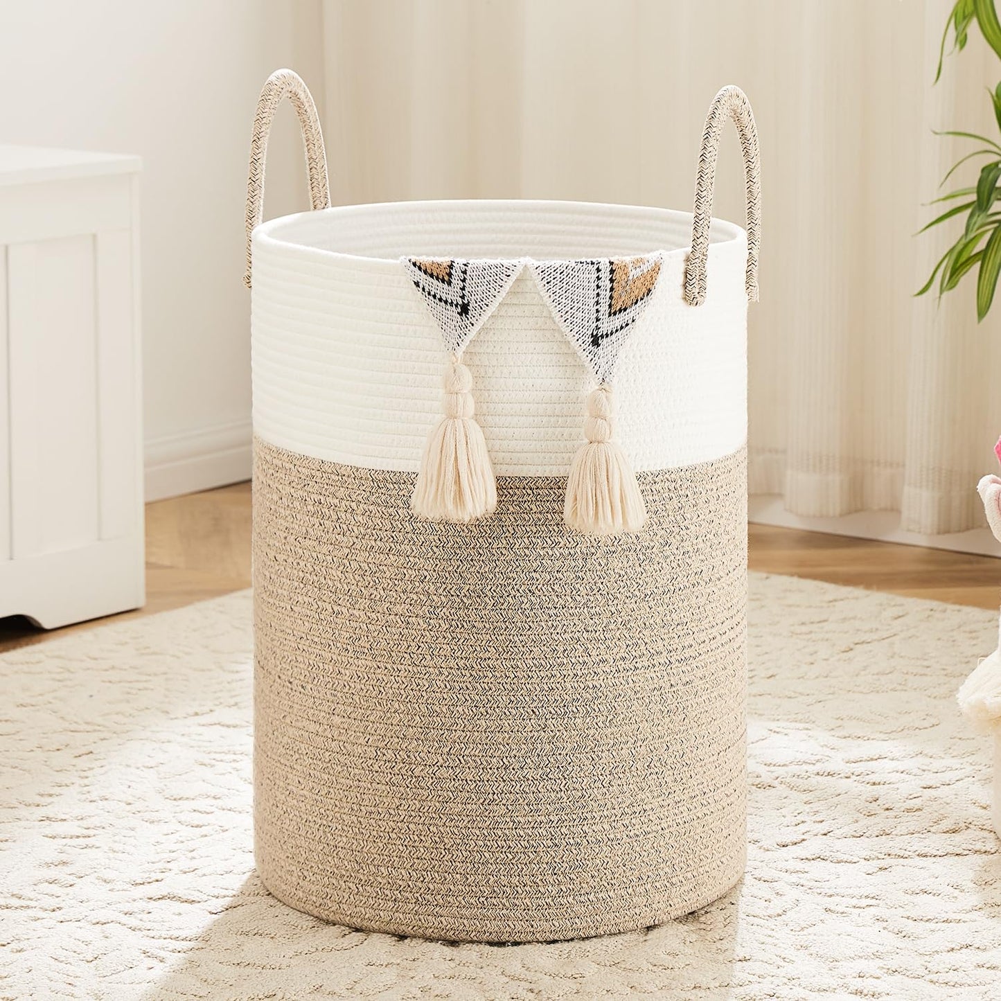 Artfeel 60L Handwoven Natural Cotton Rope Laundry Hamper