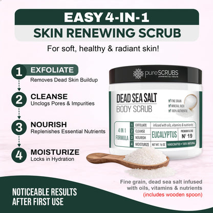 Fragrance-Free Dead Sea Salt Body Scrub, Organic Oils – pureSCRUBS Unscented