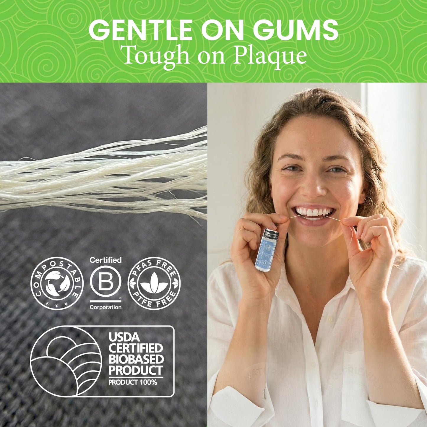 Refillable Silk Dental Floss, PFAS-Free, Glass Container – Dental Lace