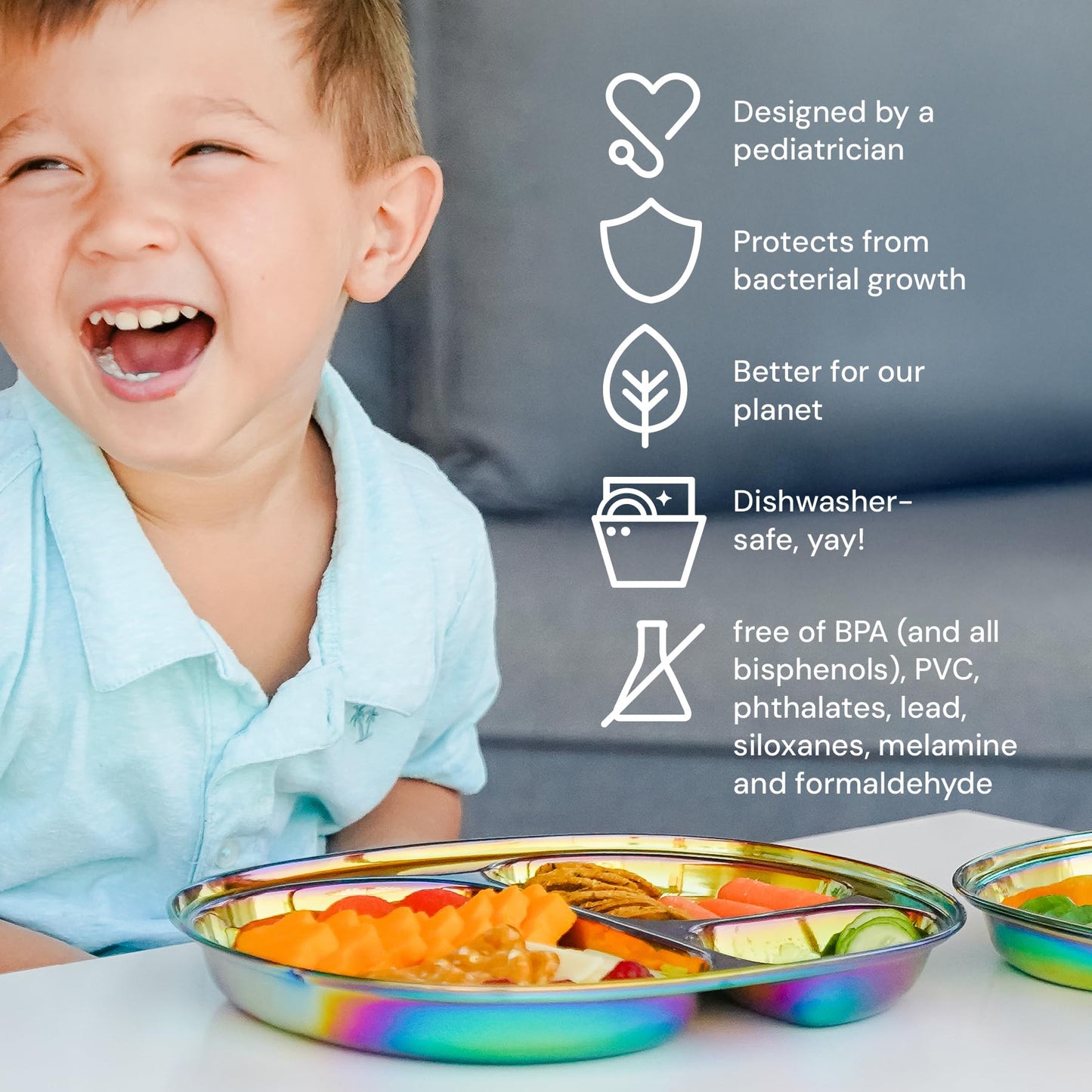Ahimsa Balanced Bites Pediatrician-Designed Stainless Steel Divided Plate