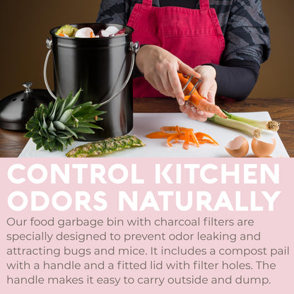 EPICA Countertop Compost Bin – 1.3 Gallon Stainless Steel, Toxin‑Free & Odorless