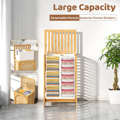 FILWH 85L Sustainable Bamboo Laundry Hamper with Flip Lid