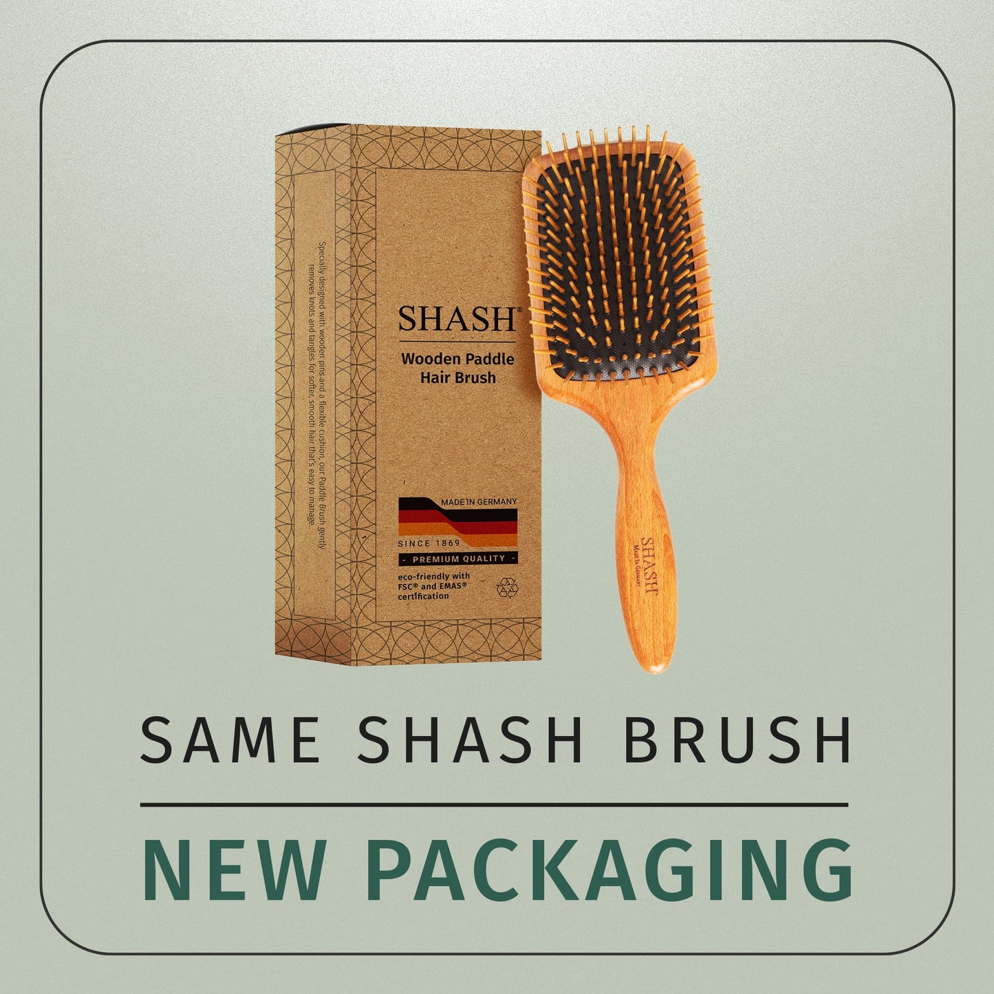 SHASH Made in Germany Wooden Paddle Brush: Eco-Sourced Wood