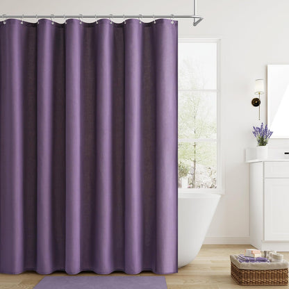 Naturoom Weighted Natural Flax Linen Shower Curtain Set