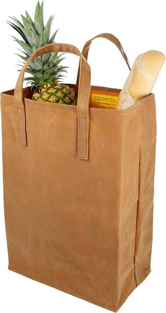 Colony Co. Waxed Canvas Grocery Bag | TRUE Shift Organic Cotton & Beeswax Tote