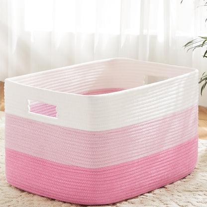 Artfeel 65L Rectangle Woven Natural Cotton Rope Storage Basket