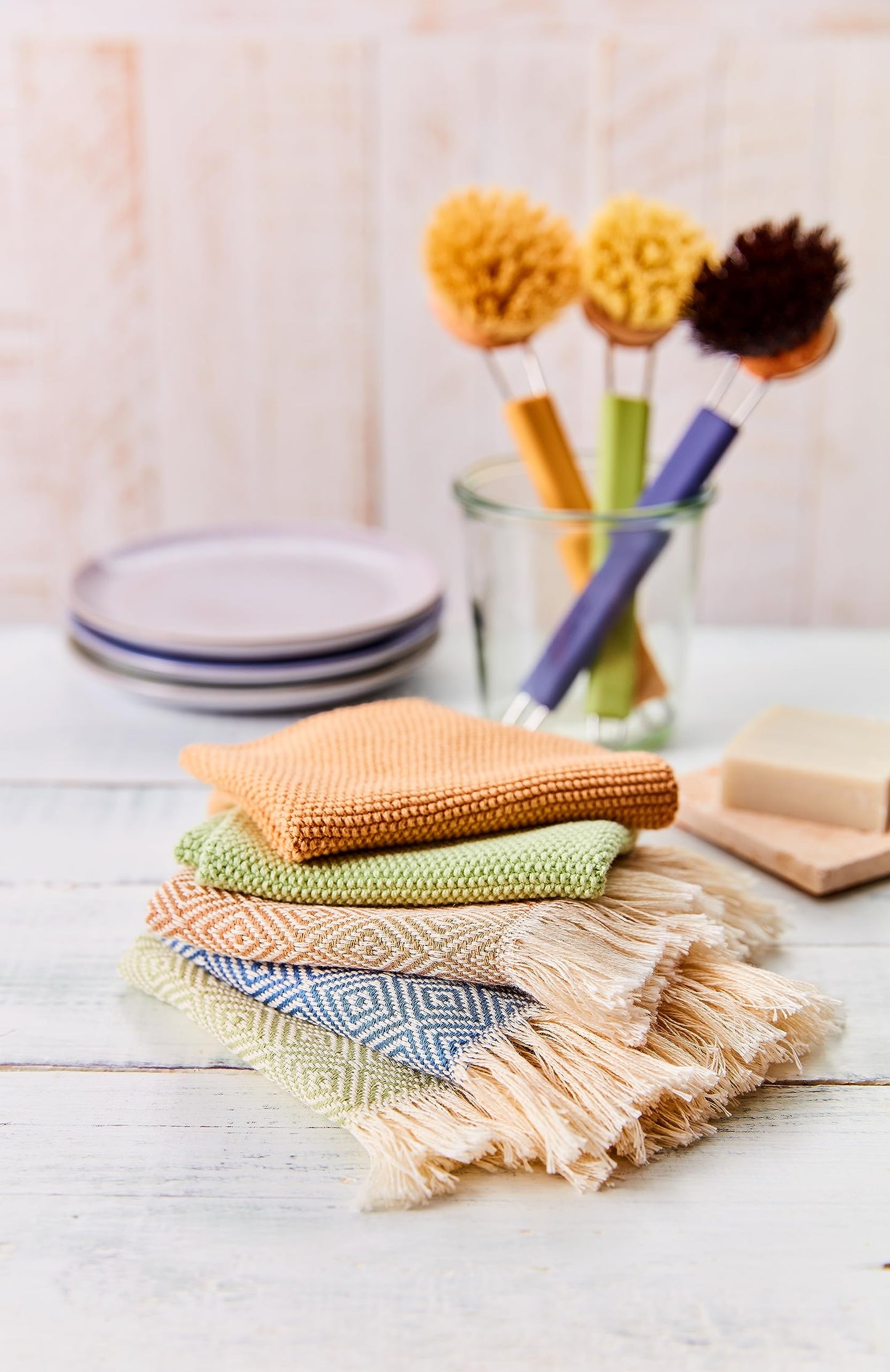 Redecker Silicone Dish Brush Bundle with Horsehair and Tampico Heads