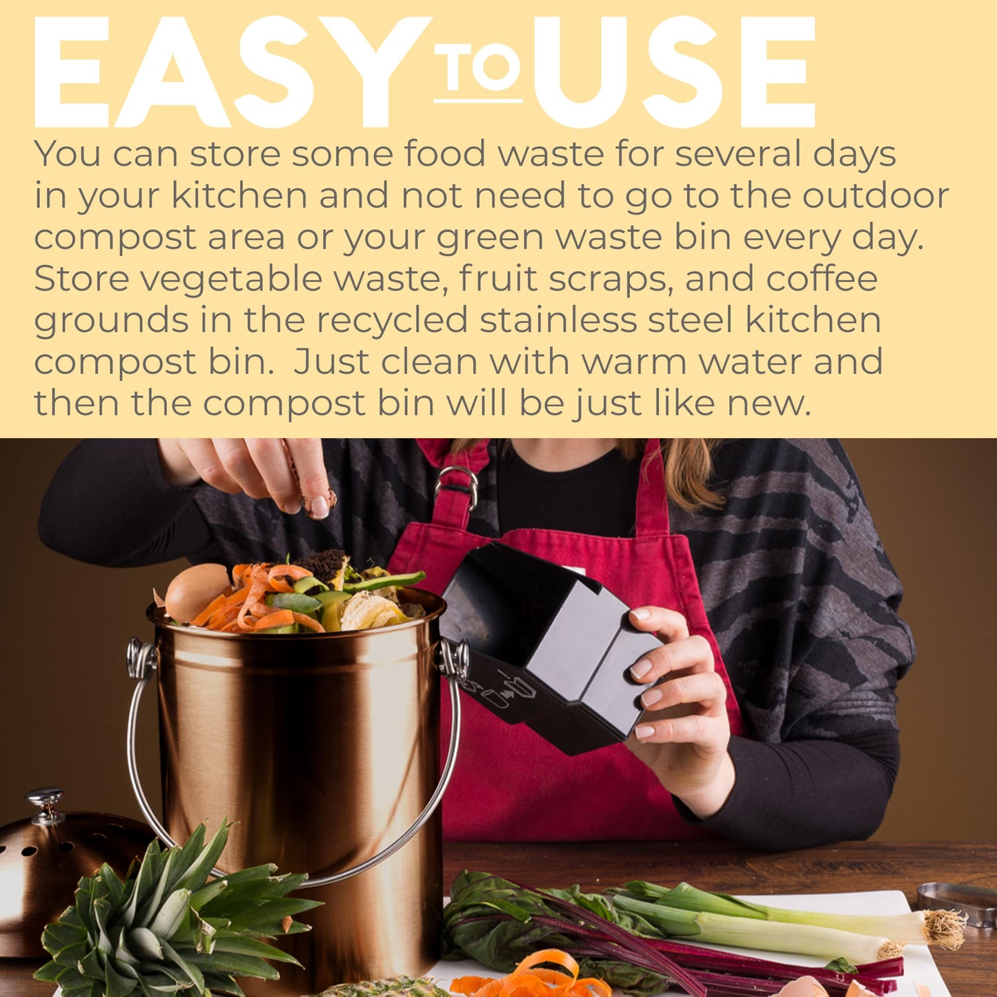 Odorless Indoor Composting: EPICA One-Piece Molded Stainless Bin