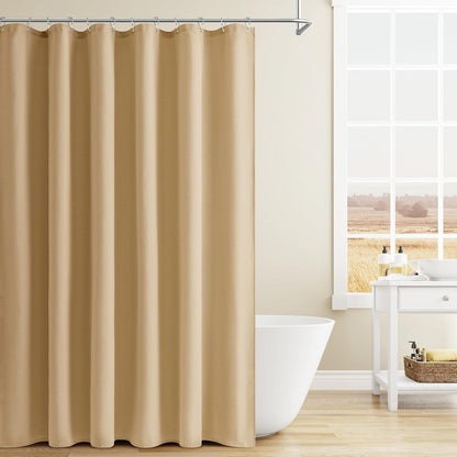 Naturoom Weighted Natural Flax Linen Shower Curtain Set
