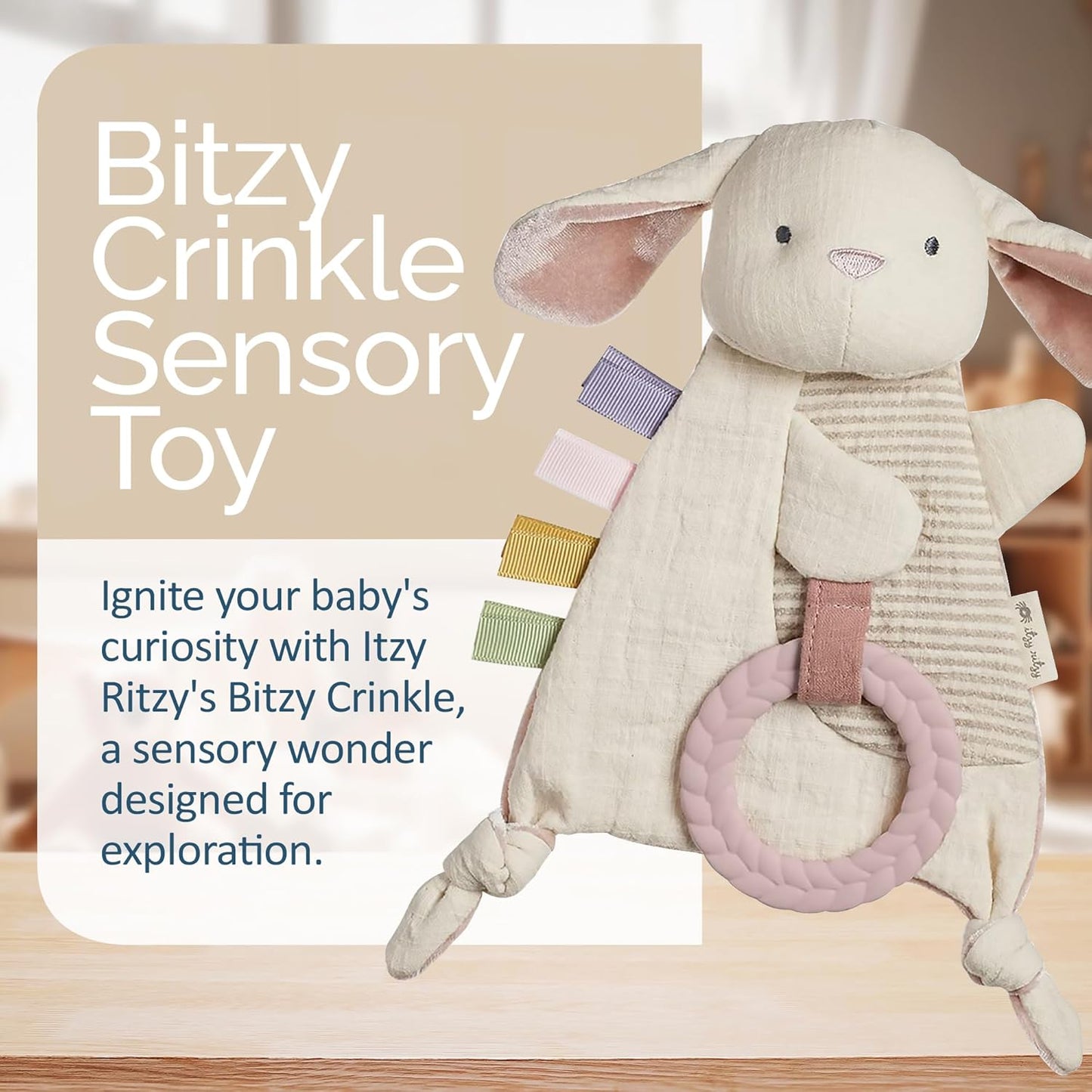Itzy Ritzy Bitzy Crinkle Sensory Toy: Natural Cotton Bunny