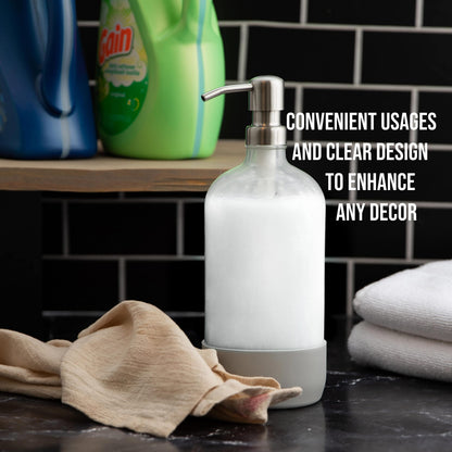 Kitchentoolz 32 oz Glass Pump Bottle with Stainless Steel Pump