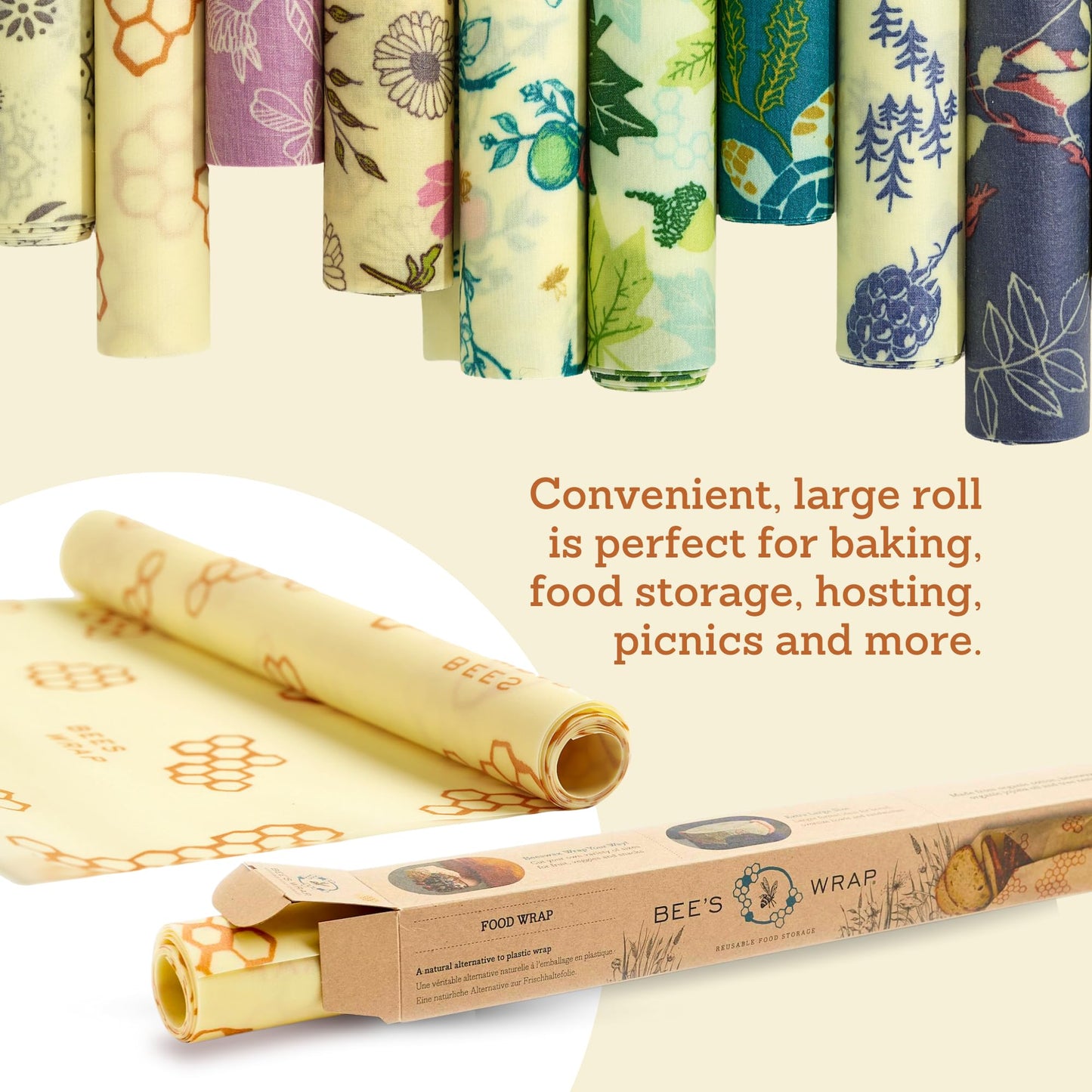 Bee’s Wrap Reusable Beeswax Food Wrap Roll (14" x 52")
