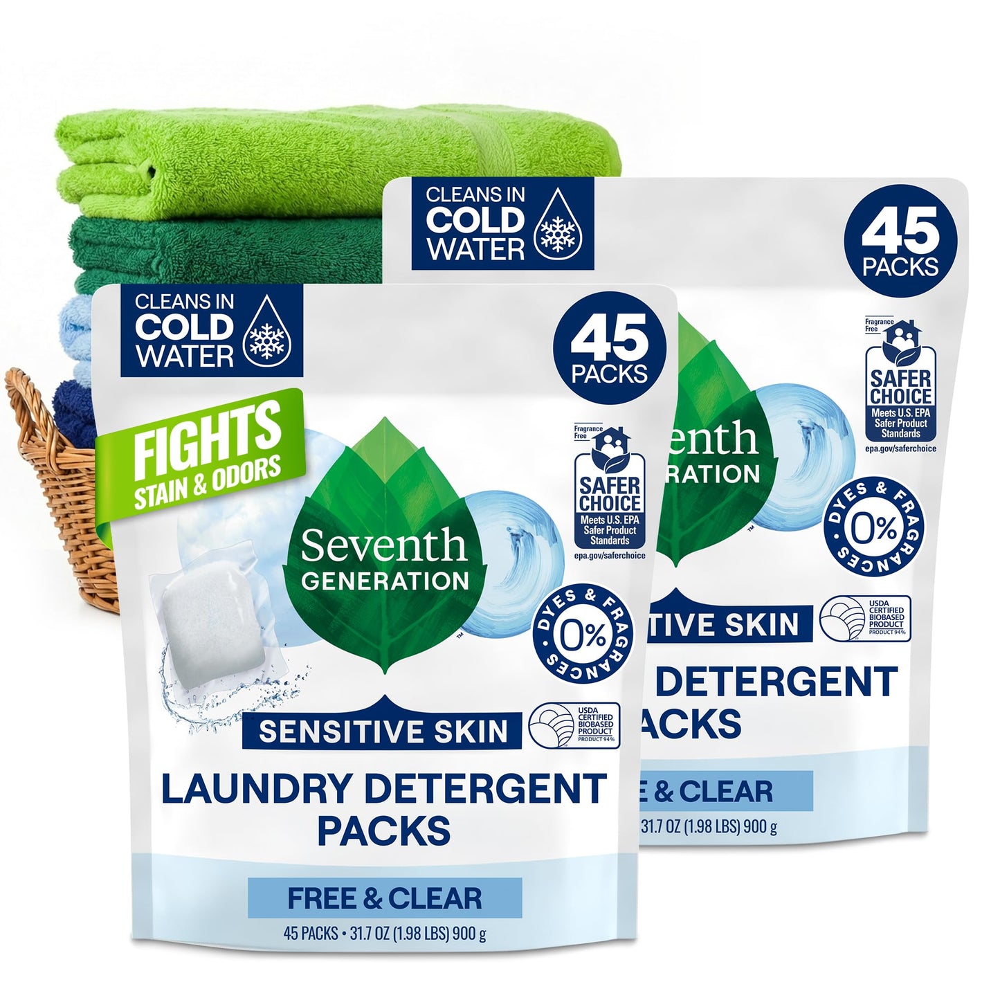 Seventh Generation Free & Clear Sensitive Skin Laundry Detergent Packs