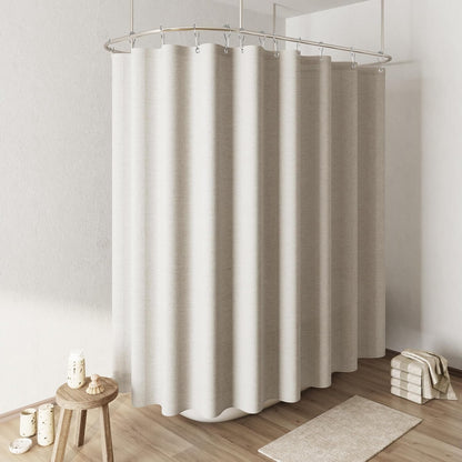 Naturoom Weighted Natural Flax Linen Shower Curtain Set