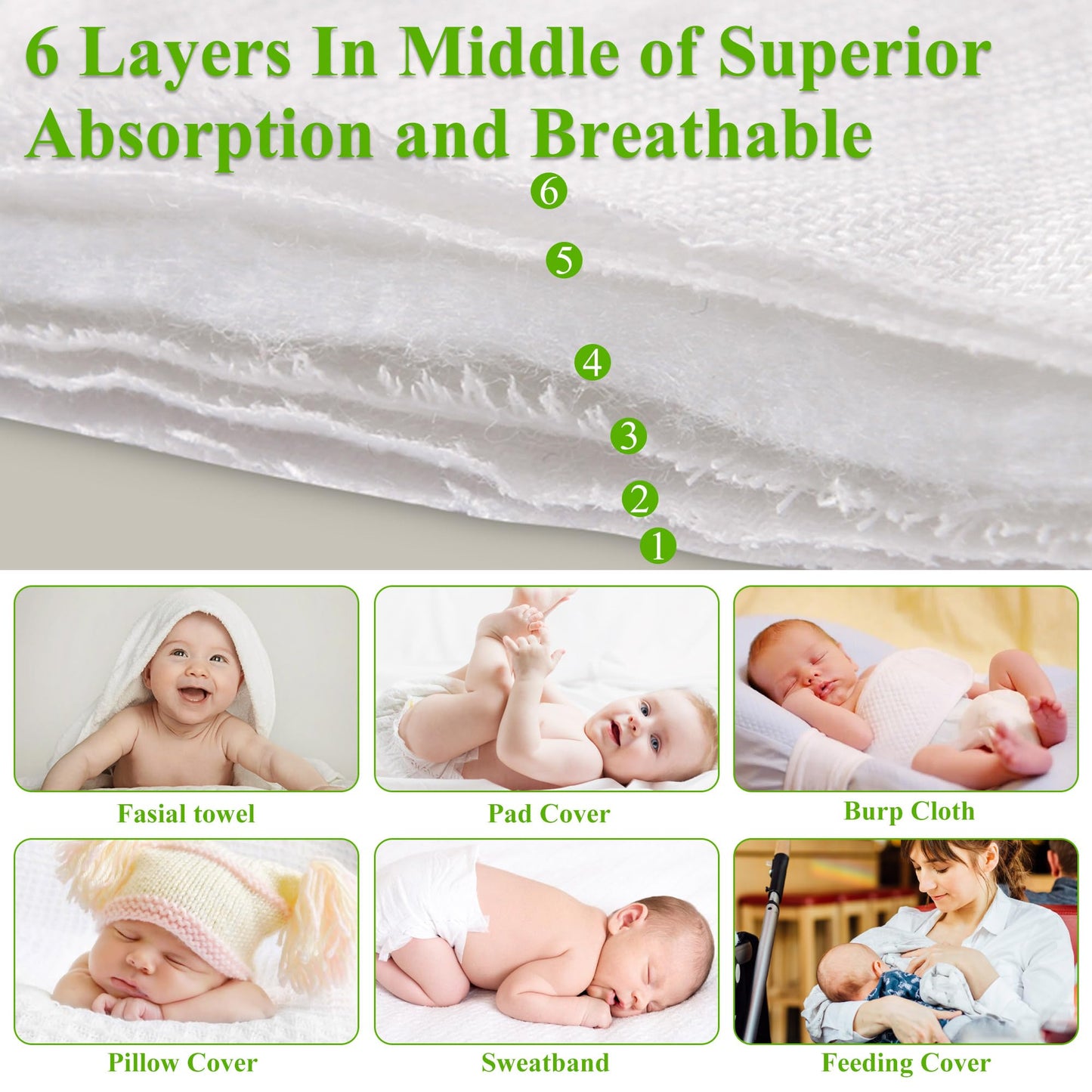 Fasoar Cotton Prefold Cloth Diapers: 100% Unbleached Purity