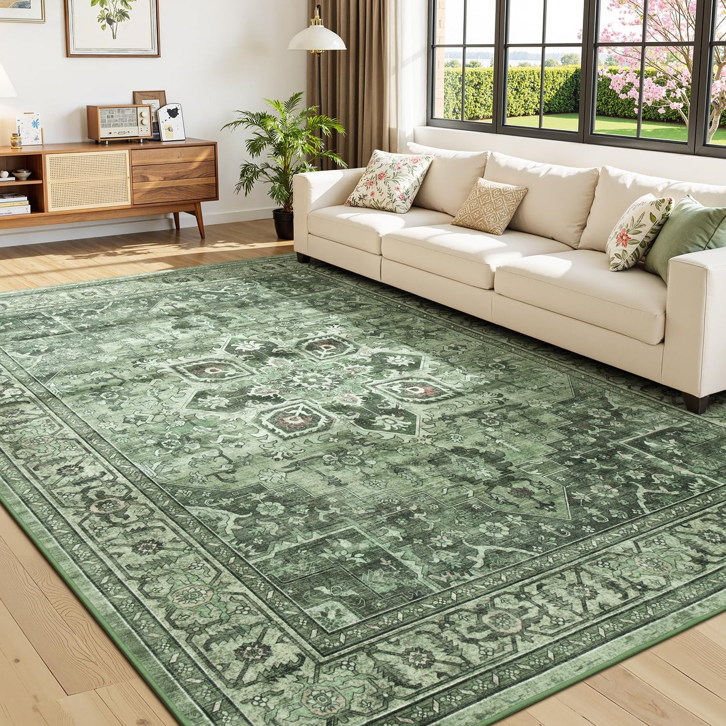 Vibrug Coastal Medallion OEKO-TEX Certified Washable Area Rug