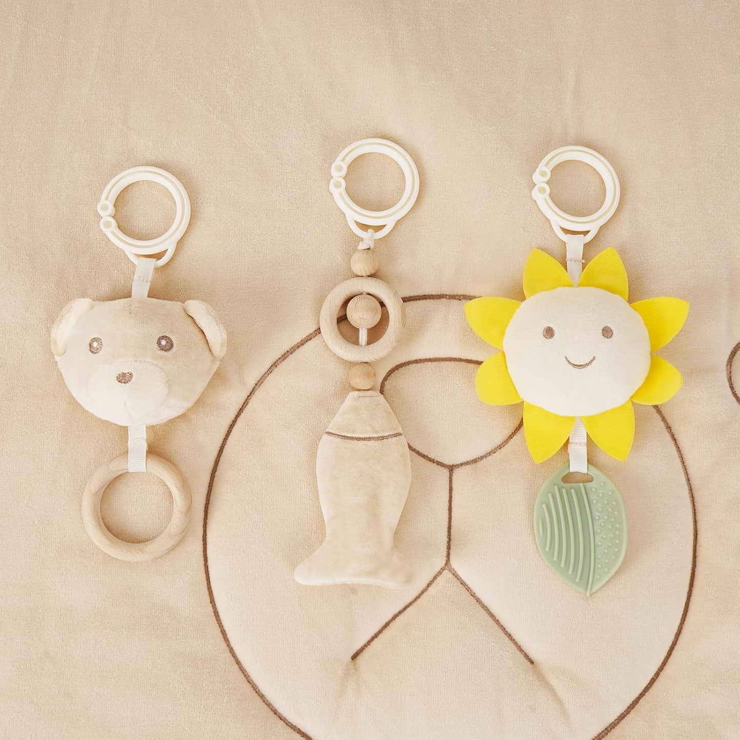 Wooden Baby Play Gym & Activity Mat: Soft Cotton Tummy Time Set