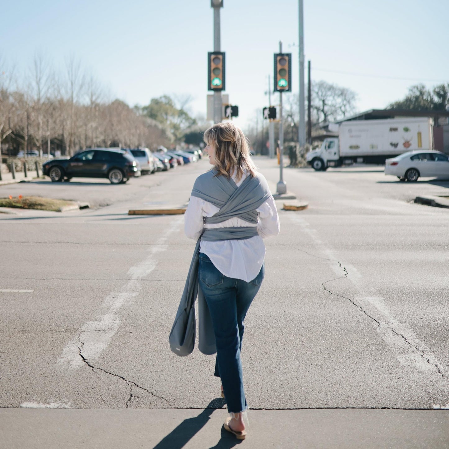 Mushie Organic Cotton Baby Wrap: Soft Roman Green Sling