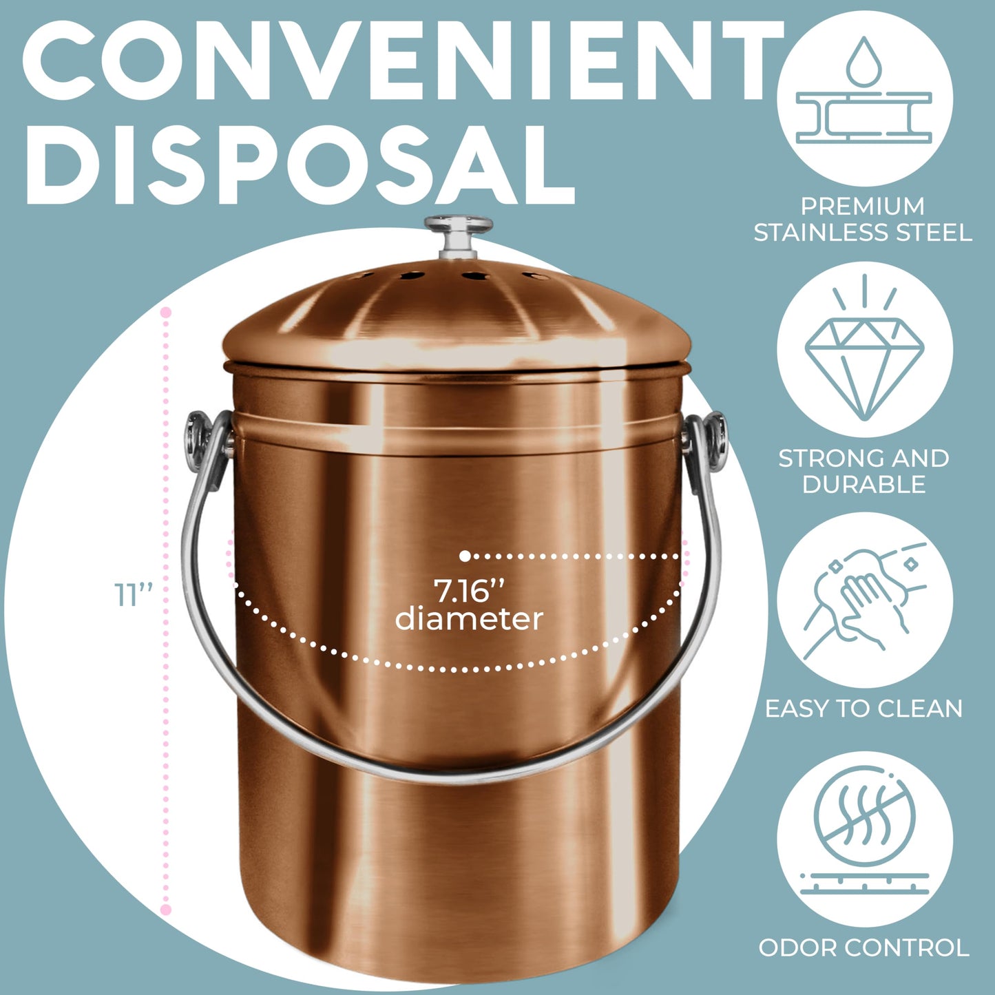 Odorless Indoor Composting: EPICA One-Piece Molded Stainless Bin