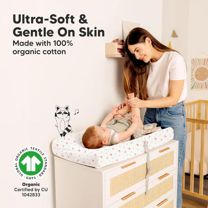 Soothe 100% GOTS-Certified Organic Cotton Changing Pad Covers (2-Pack)