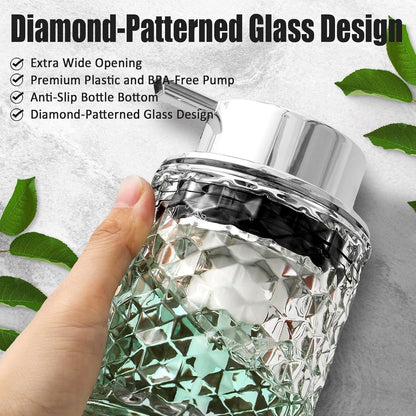 Malachi Diamond-Patterned Glass Foaming Soap Dispenser