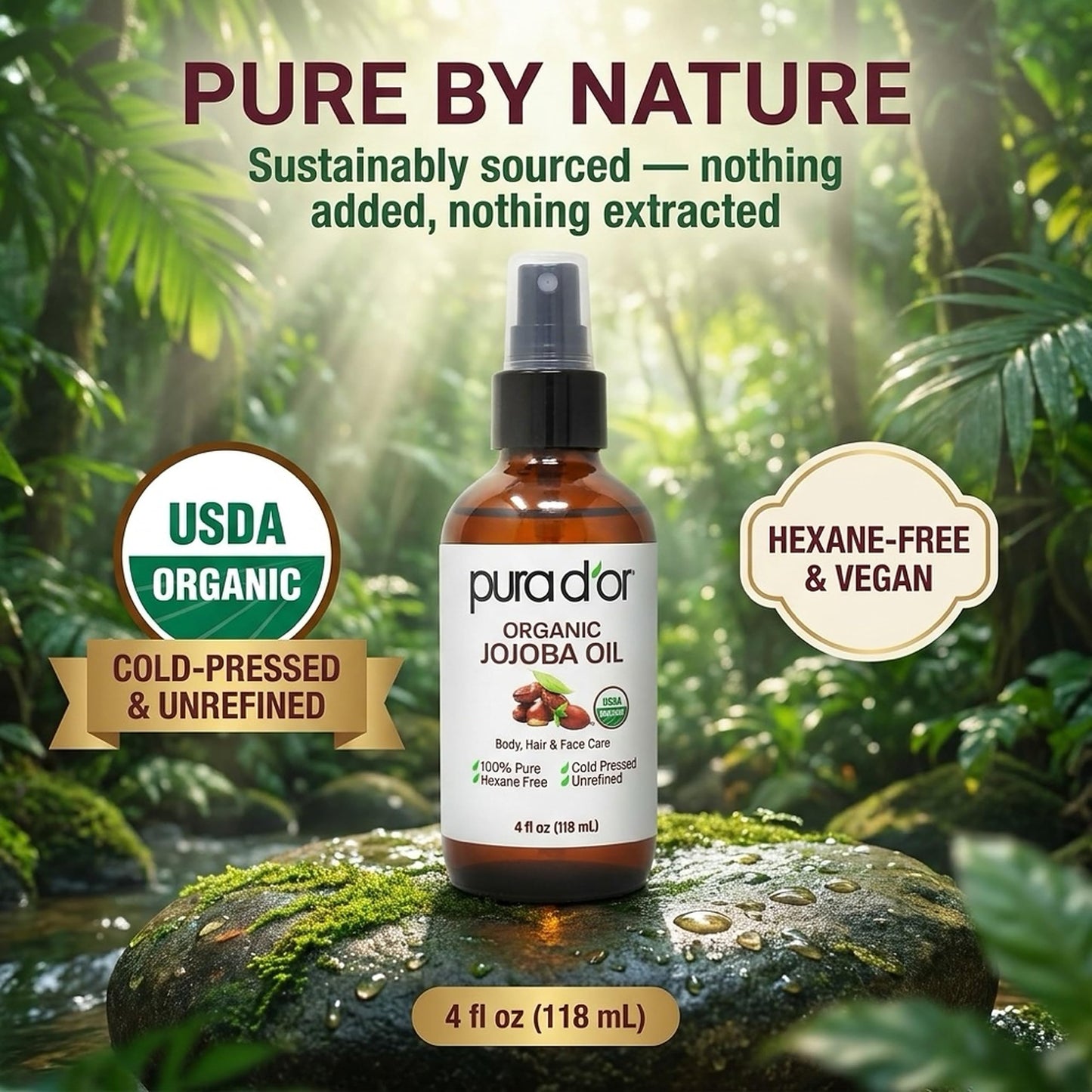 USDA Certified Organic Rosehip Seed Oil, 100% Pure Cold-Pressed – Pura D'or