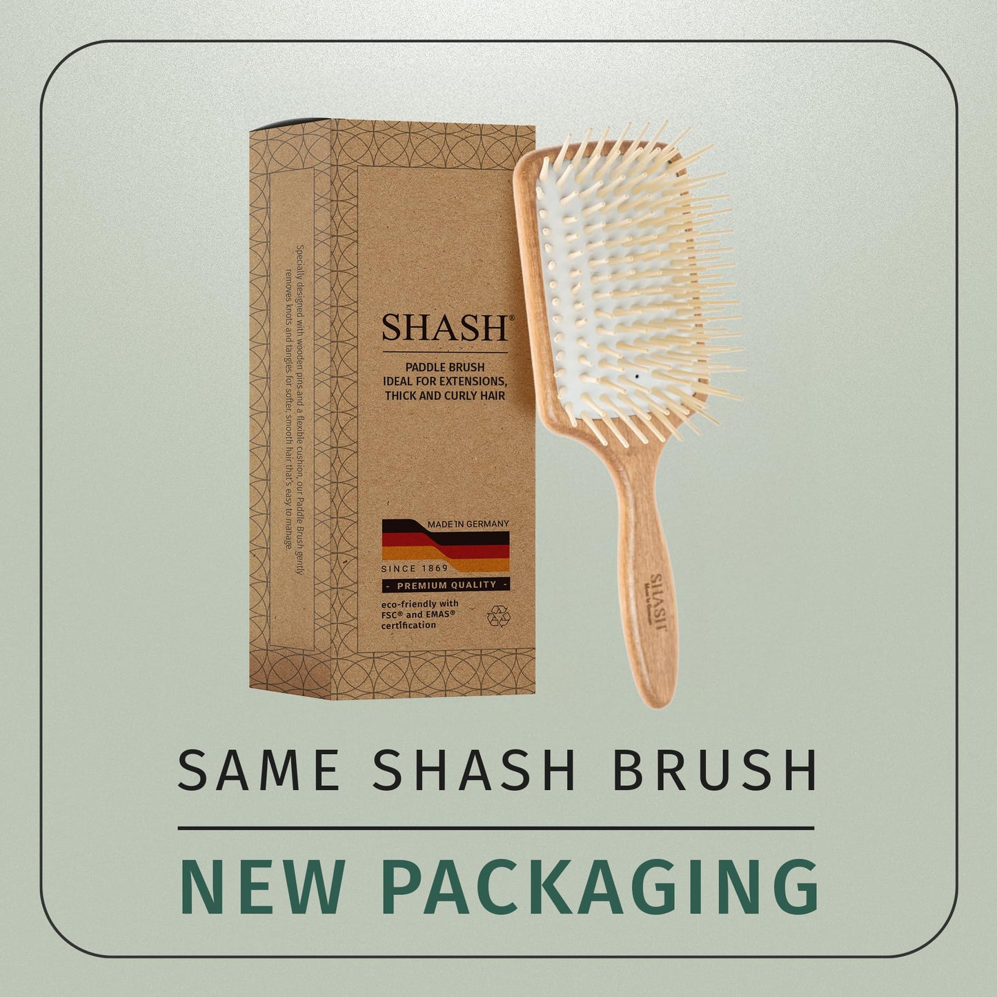 SHASH Made in Germany Wooden Paddle Brush: Eco-Sourced Wood