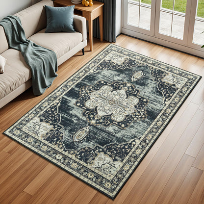 Vibrug Coastal Medallion OEKO-TEX Certified Washable Area Rug