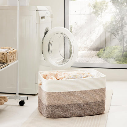 Artfeel 65L Rectangle Woven Natural Cotton Rope Storage Basket