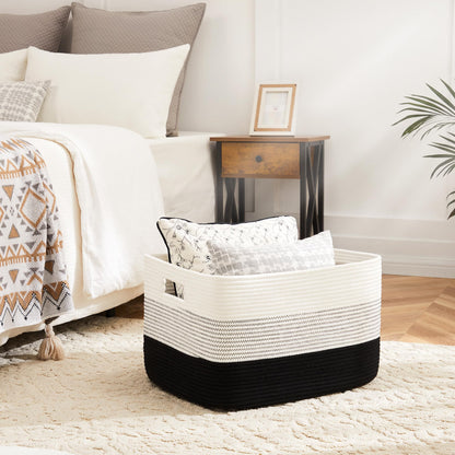 Artfeel 65L Rectangle Woven Natural Cotton Rope Storage Basket