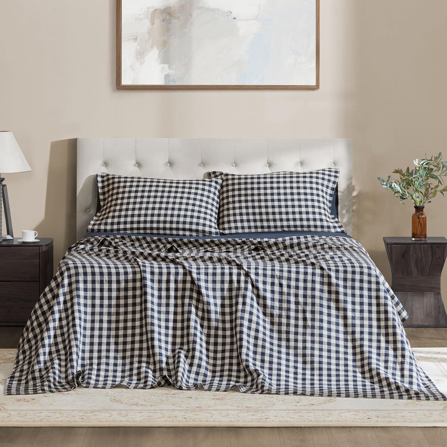 DAPU 100% Pure French Linen Sheets: Natural Normandy Flax Set