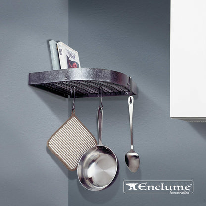 Enclume Premier Corner Pot Rack – 12″ Hammered Steel, Plastic‑Free Kitchen Organizer
