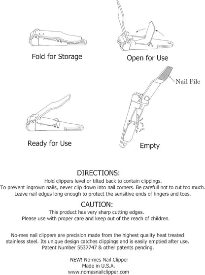 No-Mes Fingernail & Toenail Clipper Set: Patented Clipping Catcher