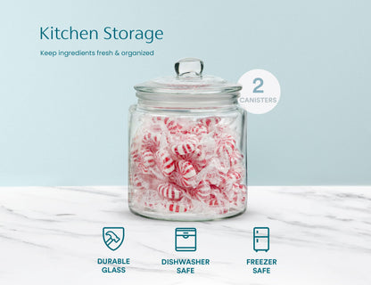 KooK 1/2 Gallon Glass Storage Containers with Airtight Lids (Set of 2)