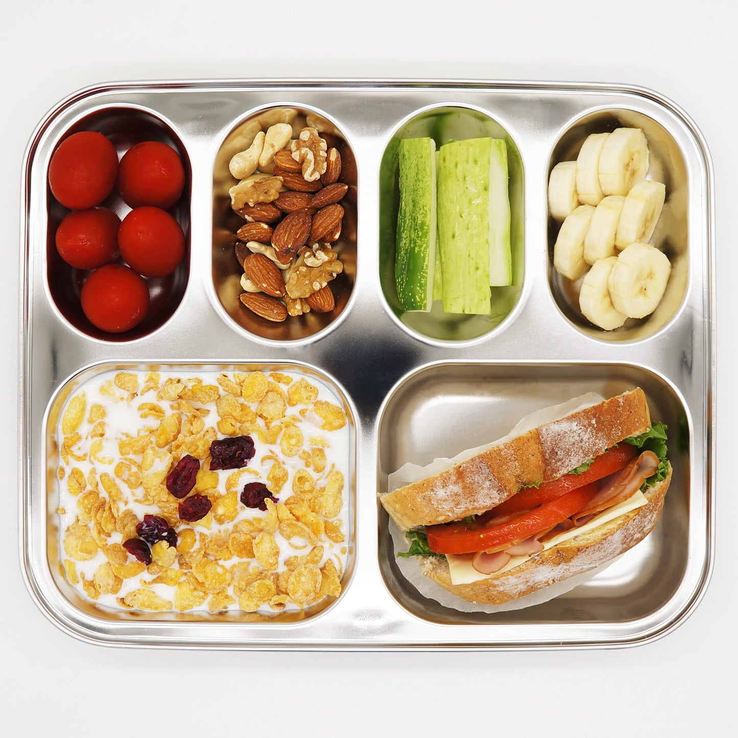 Korean Premium 304 Stainless Steel 5-Compartment Divided Plates (Set of 2)