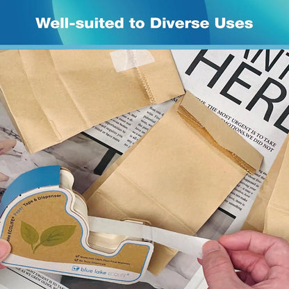 The Zero-Waste Office: Plastic-Free Tape Dispenser with 4 Rolls of Plant-Based Paper Tape