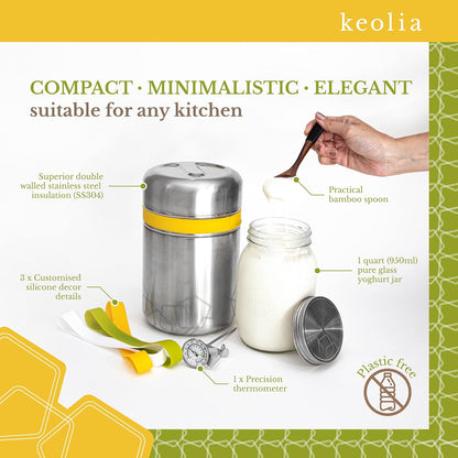Keolia Yogurt Maker Kit | TRUE Shift Glass & Stainless Toxin‑Free Culturing