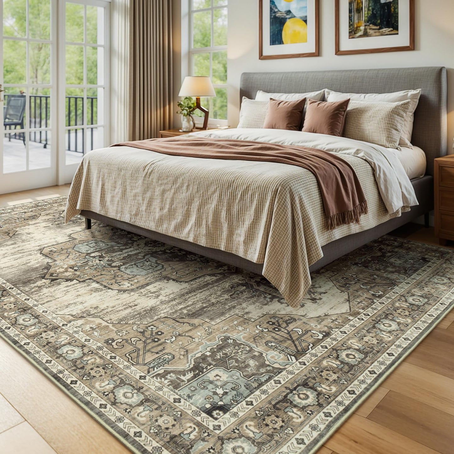 Vibrug Coastal Medallion OEKO-TEX Certified Washable Area Rug